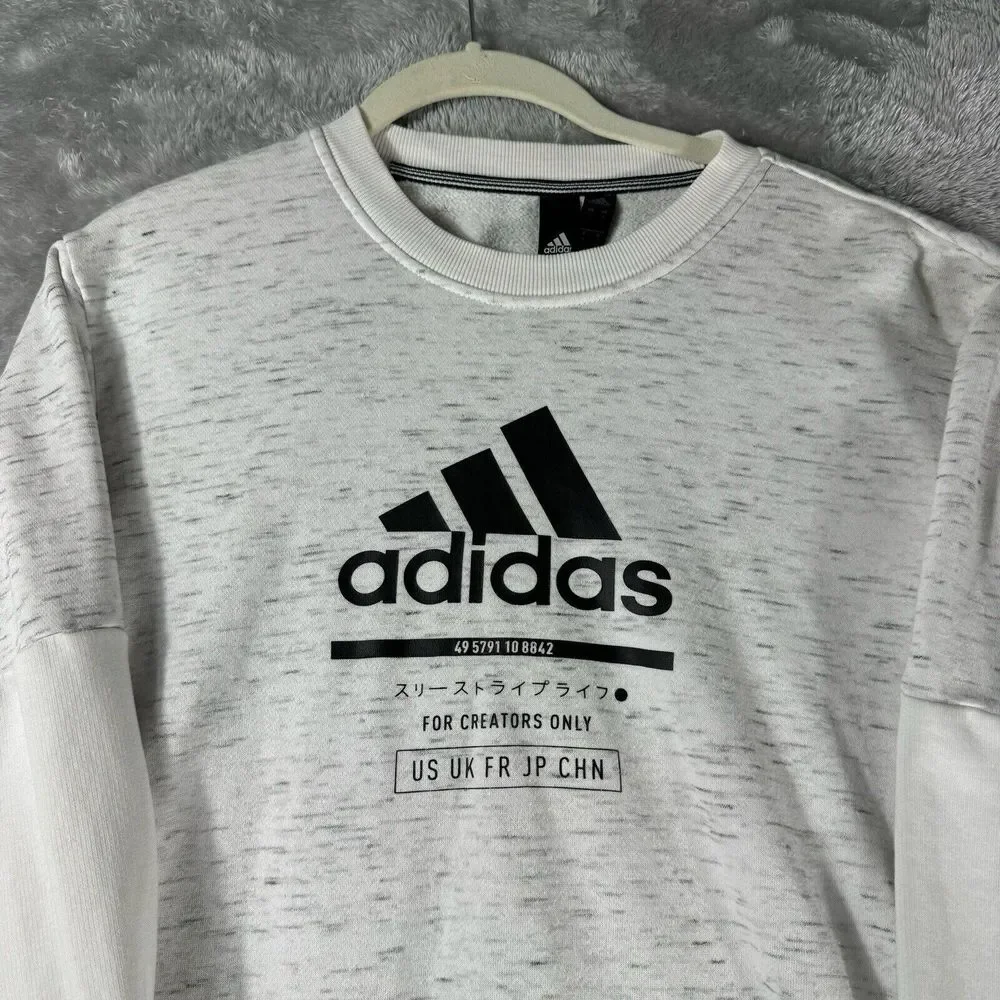 Adidas For Creators Only Sweatshirt Mens Small Heathered Gray Sweater Athleisure